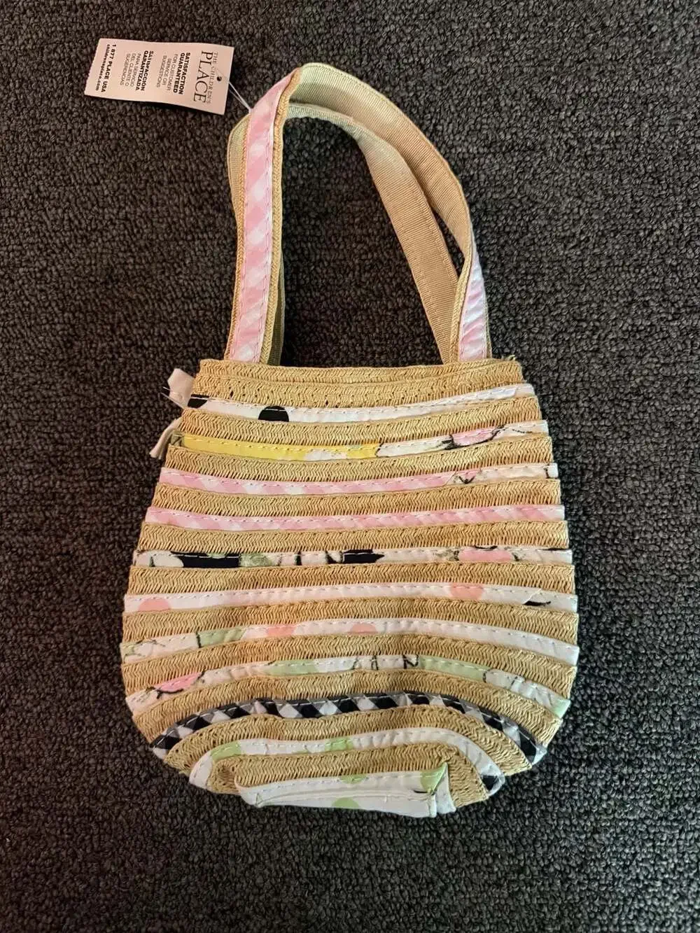 The Children's Place Woven Straw Tote Bag with Polka Dot Handles